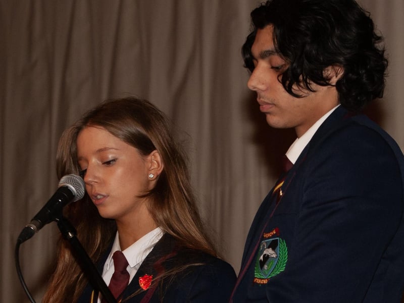 Head Boy Lukas and Head Girl Ellie addressing the attendance at last week's Oakgrove Integrated College Senior Prizegiving. (Photos: Jim McCafferty Photography)