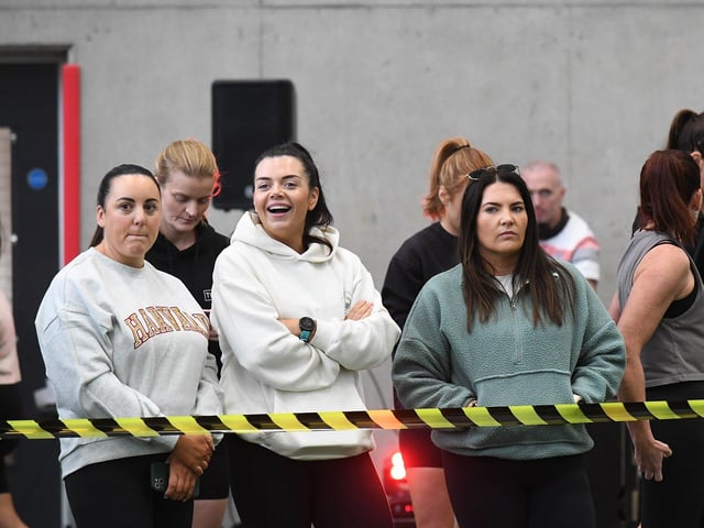 Spectators at the Hyrox Fitness Challenge held at Sean Dolans GAC on Saturday.  Photograph: George Sweeney