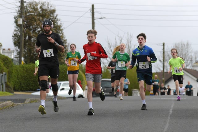 Competitors take part in the Tomás memorial 5k run held in Moville on Sunday morning.  Photo: George Sweeney