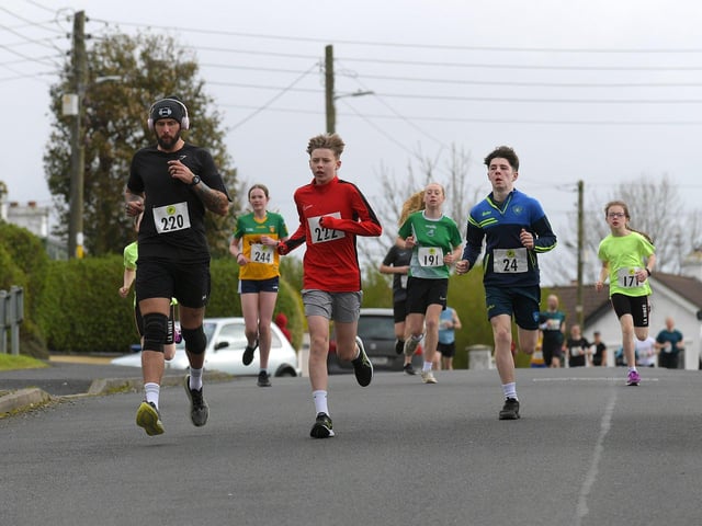 Competitors take part in the Tomás memorial 5k run held in Moville on Sunday morning. Photo: George Sweeney
