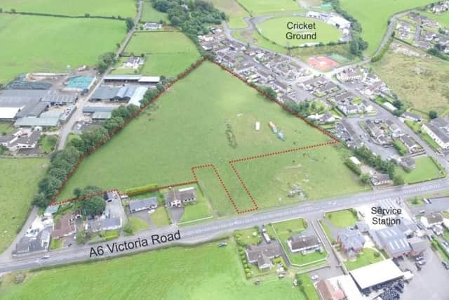 An aerial image of the site submitted by Les Ross Planning. The Victoria Road should be marked A5 rather than A6.