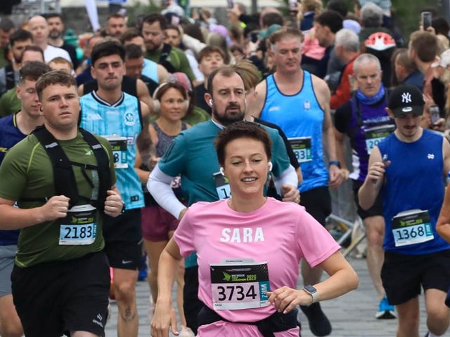 Runners taking part in the Waterside Half Marathon in Ebrington Square, on Sunday morning. (Photo - Tom Heaney, nwpresspics)
