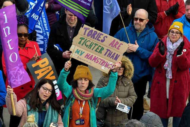 Support for the teachers' unions strike rally in Guildhall Square on Tuesday morning. Photo: George Sweeney. DER2308GS 68