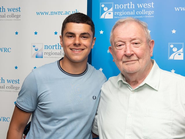 Jac Carr and James Kelly at the Best in FE Awards at North West Regional College.