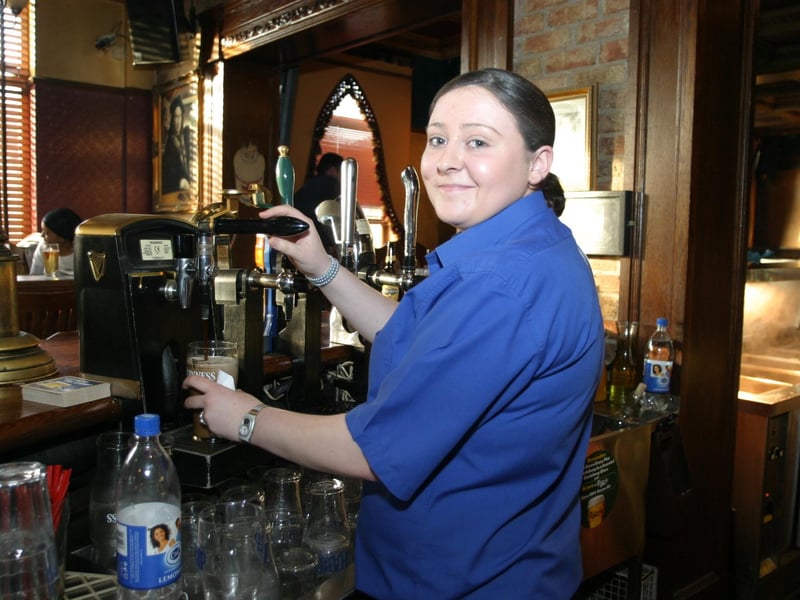 Serving up stout in Jackie Mullan's in early 2004