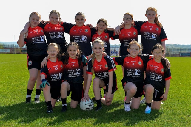 Holy Child Primary School who took part in the Sean Dolan’s Girls School Cup competition on Friday afternoon last. Photo: George Sweeney.  DER2316GS – 24