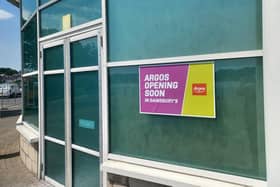 Signs announcing the arrival of Argos were posted on Wednesday.