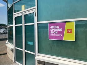 Signs announcing the arrival of Argos were posted on Wednesday.