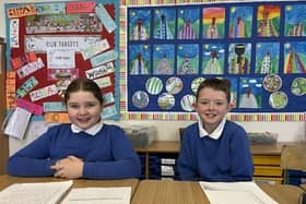 Annie Mae Harkin and OIlie McColgan, during the audio recording sessions in March 2025.