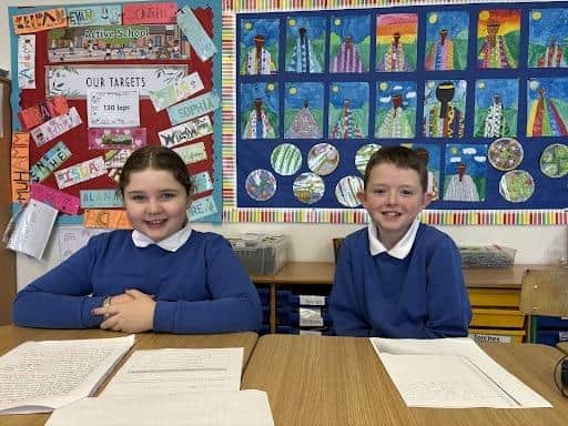 Annie Mae Harkin and OIlie McColgan, during the audio recording sessions in March 2025.
