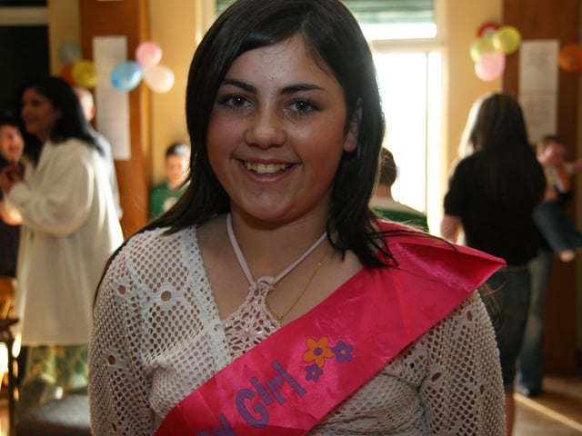 Sarah Wade with her 'birthday girl banner.'