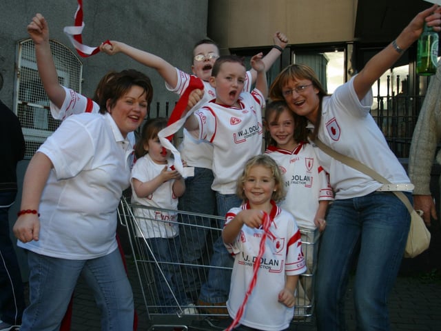 Celebrating Tyrone winning the All-Ireland Senior Football Championship against Armagh in September 2003