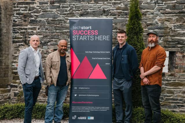 (l-r): Ryan Williams, founder of The AMP; Christian Kotley, founder of Nupitch; Josh Corry, Investment Analyst at Techstart Ventures; and James McGarrigle, founder of Pebble.