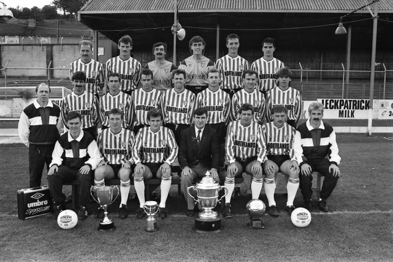 Derry City's treble winning side which faced Benfica in the 1989/1990 European Cup