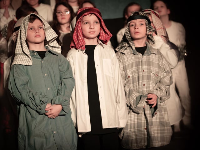 Shepherds looking for a sign during the Steelstown PS Nativity.
