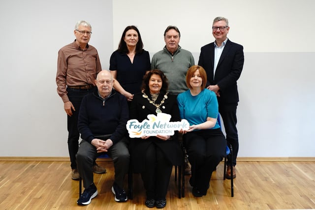 Staff, volunteers, members and representatives of partner organisations at the Foyle Foodbank AGM on Monday when the organisation rebranded as the Foyle Network Foundation.