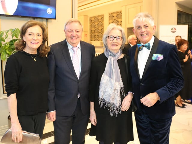 Past Persons of the Year Deirdre McGlone, John Carr, Bríd Rodgers and Noel Cunningham.