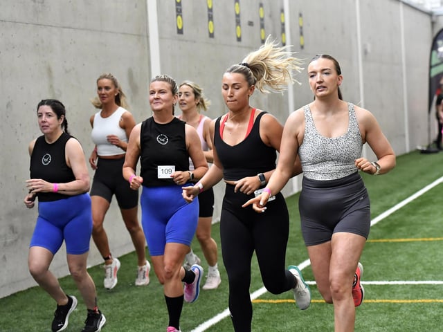 Competitors in the Maiden City Hyrox IV held at Sean Dolans GAC. Photograph: George Sweeney
