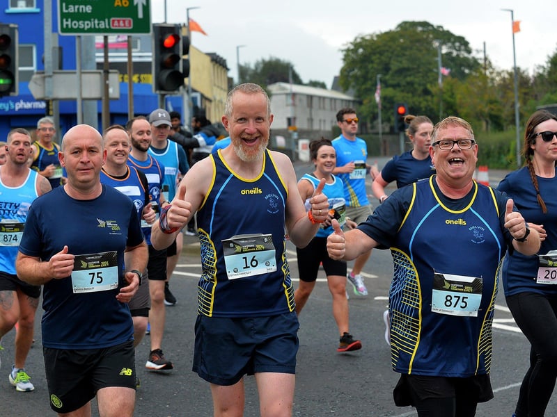 The 2024 Waterside Half Marathon competitors at Dales Corner. Photo: George Sweeney