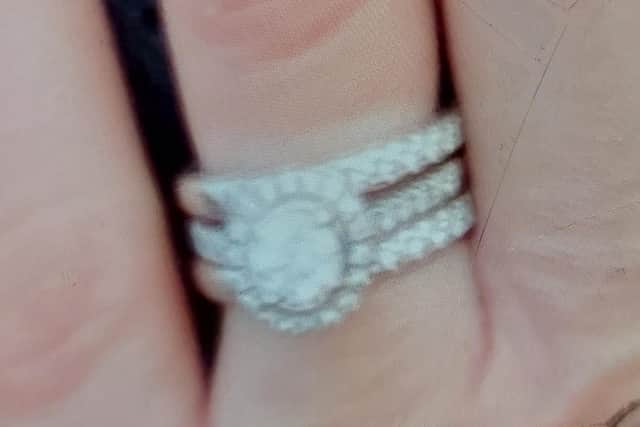 The diamond wedding ring which was lost in the Waterside.