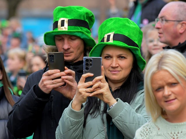 Watching the St Patrick’s Day parade. Photo: George Sweeney.