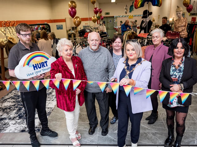 Mayor of Derry City and Strabane District, Councillor Sandra Duffy, opening The Quirky Corner in Quayside, which will help generate valuable funds for HURT services