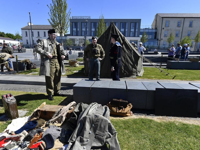 WWII military enthusiasts and collectors gathered in Ebrington square on Saturday to commemorate BOA80 . Photo: George Sweeney