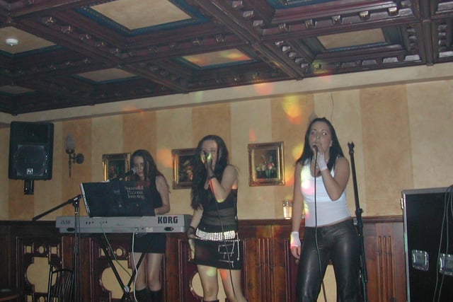 R&B girlband Migirls Teresa, Nicole and Cleona at John T's in Dungiven.