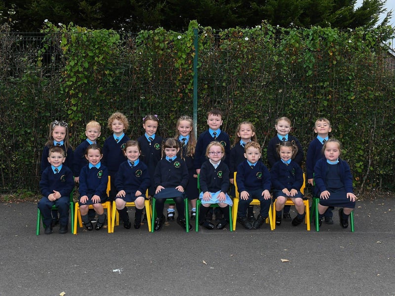Ms McLaughlin’s Rang 1 class at Gaelscoil Na Daroige .