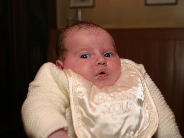 Party celebrations back in 2004: Baby Kayleigh Clarke.