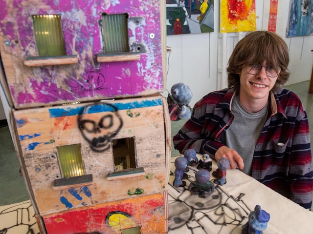 Tiarnan Gardiner pictured at the Art and Design Showcase at Strand Road Campus.