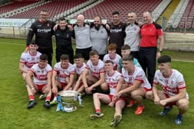 Some of the Derry Minor team and backroom staff who achieved back-to-back All Ireland Minor titles.