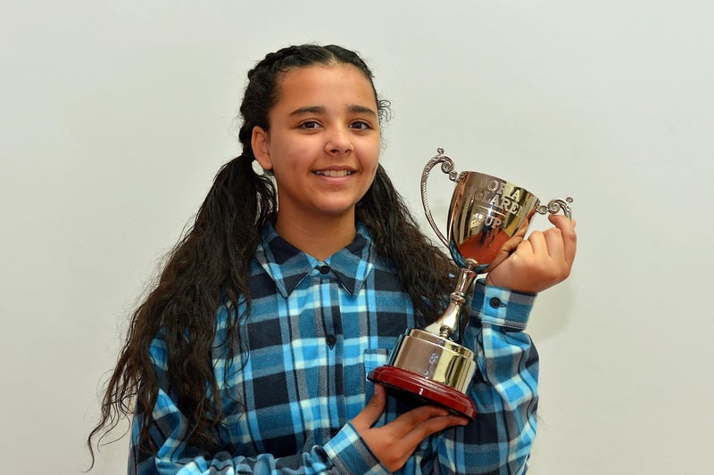 Lailah Keogh, McCafferty School of Music, winner of the Sacred Solo Sofia McLaren Cup and Bursary at the Feis Dhoire Cholmcille on Friday at the Millennium Forum. Photo: George Sweeney.  DER2315GS – 201