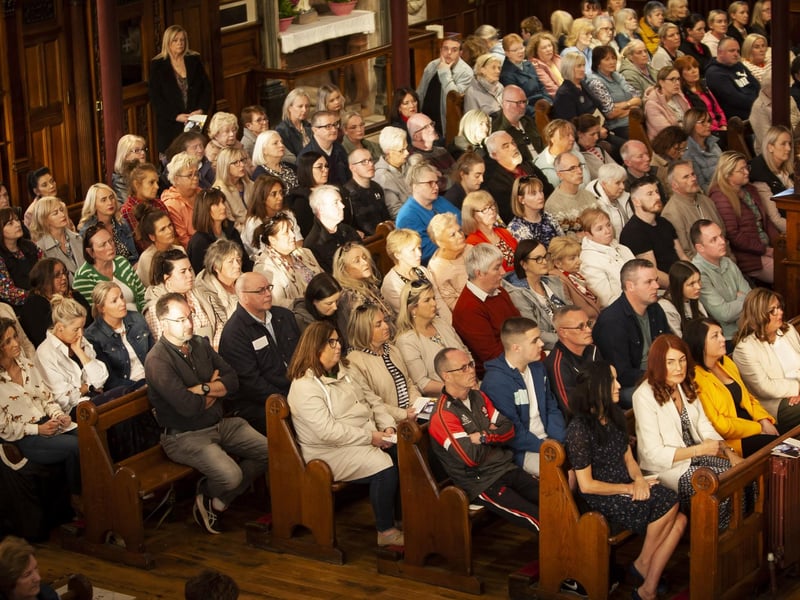A section of the attendance at the Long Tower Church on Tuesday evening.