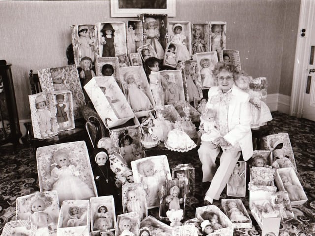 85 year old Mrs Leller with dolls at Nazareth House, Fahan.