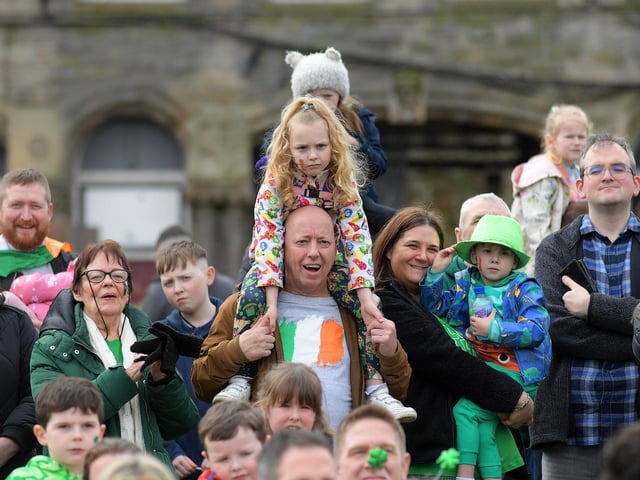 People enjoy the atmosphere at the St Patrick’s Day celebrations. Photo: George Sweeney