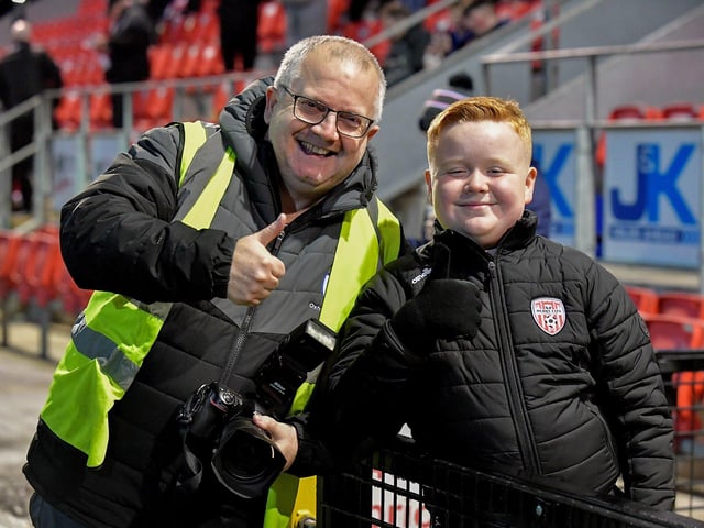 Thumbs up for a Derry City win against St Patrick’s Athletic at the Brandywell on Friday evening. Photograph: George Sweeney