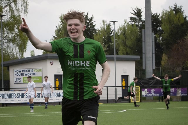 Eoin Canning celebrates the winning score during Friday’s u-16 final extra time.