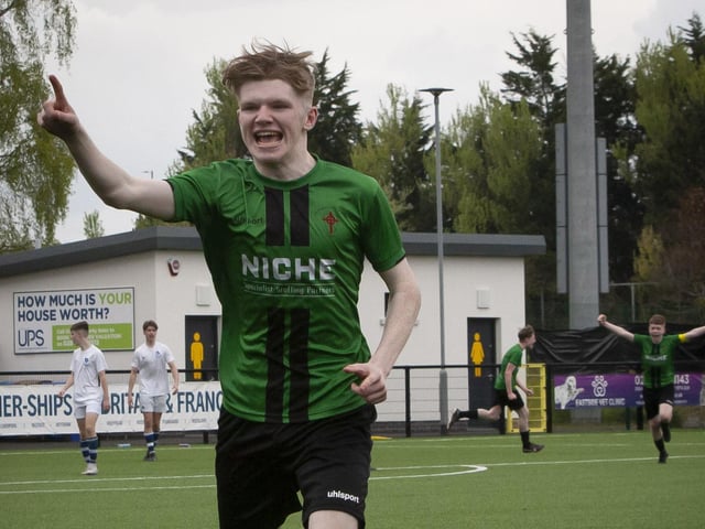 Eoin Canning celebrates the winning score during Friday’s u-16 final extra time.