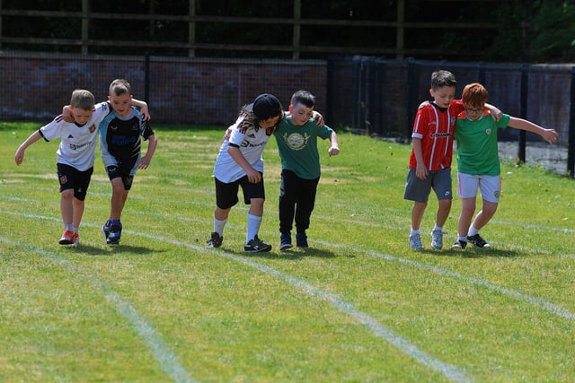 Boys race underway during the Holy Child Primary School sports day held on Monday last. Photo: George Sweeney. DER2325GS – 012