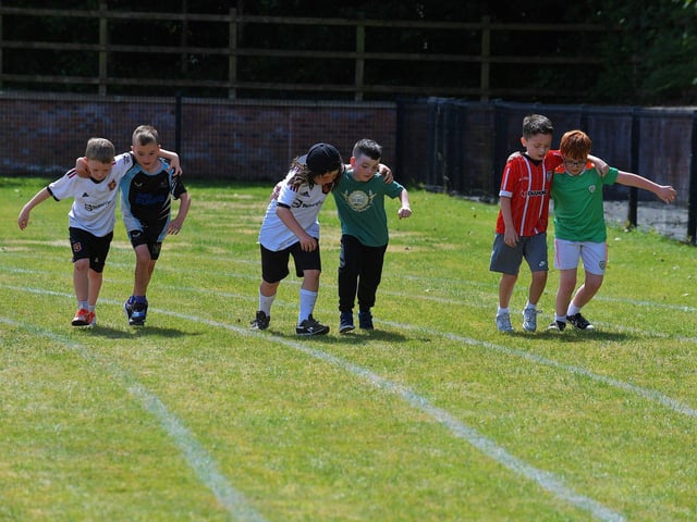 Boys race underway during the Holy Child Primary School sports day held on Monday last. Photo: George Sweeney. DER2325GS – 012