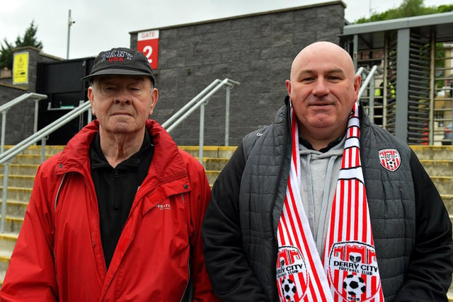 Fans in the Brandywell for Derry City’s game against UCD on Friday evening last. Photo: George Sweeney.  DER2320GS – 104