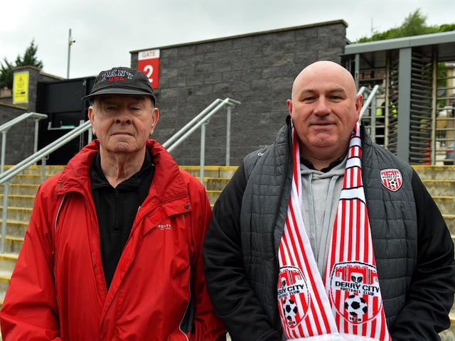Fans in the Brandywell for Derry City’s game against UCD on Friday evening last. Photo: George Sweeney. DER2320GS – 104