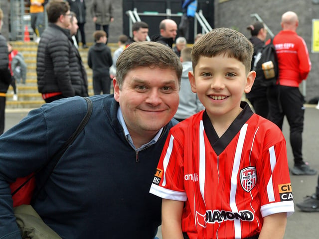 Fans in the Brandywell for Derry City’s game against UCD on Friday evening last. Photo: George Sweeney. DER2320GS – 117