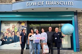 Sharon Glackin (Duty Officer at the Tower Museum), Ava Maguire, Mercedes Maguire, Evie Maguire, Shane Maguire, Amanda Creagh (Team Lead Visitor Services).