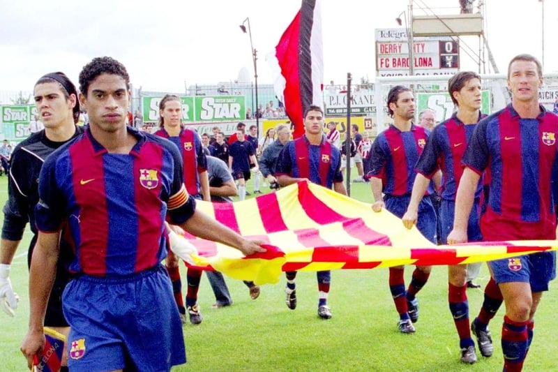 Barcelona take the field at the Brandywell