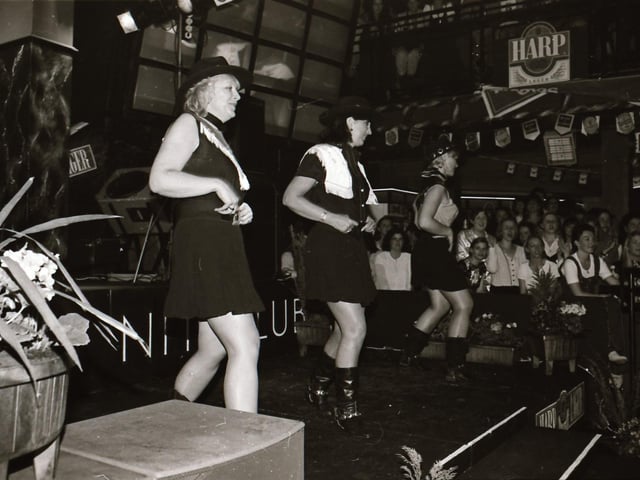 The finalists of the 1995 Miss Derry competition pictured at the final in Squires Nightclub.