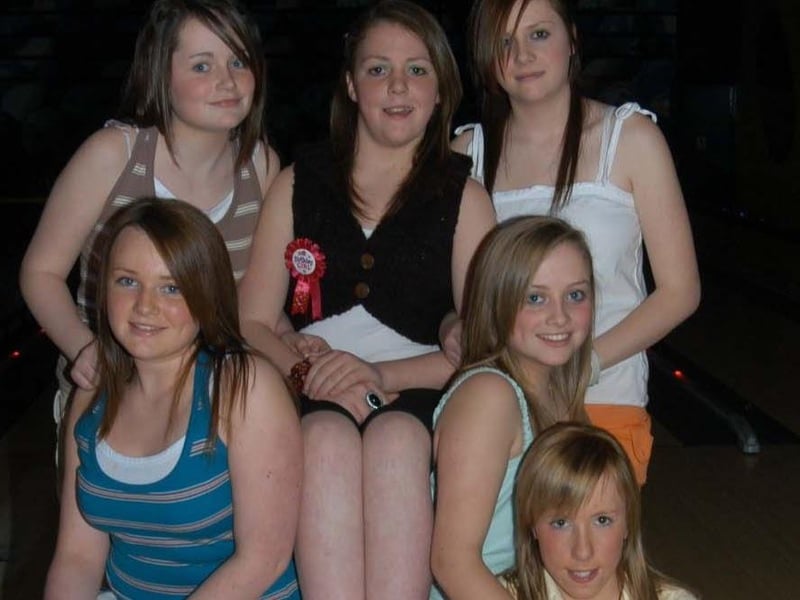 Bronagh celebrating her birthday in the bowling alley with friends.