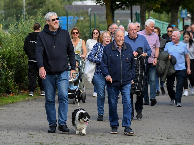 John O’Dowd MLA and Mitchell McLaughlin took part in the Chieftain’s Walk. Photo: George Sweeney