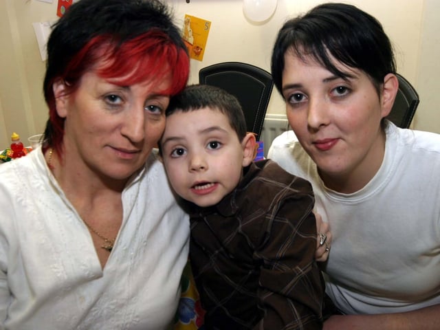 Declan pictured with his mum Kerrylee and granny Grainne on the occasion of his 5th birthday 0004/JML : Parties and celebrations January 2006: Declan.